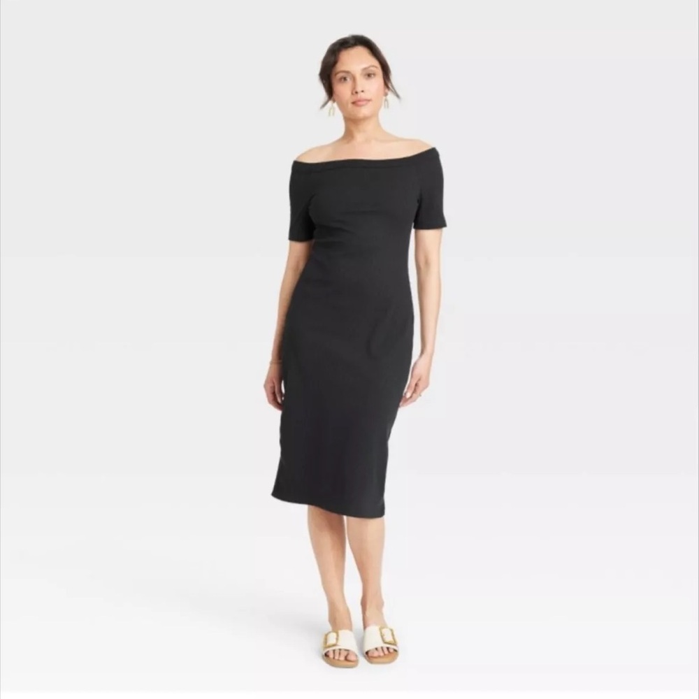 Universal Thread | Dresses | Universal Thread Target Off Shoulder Midi Black  Ribbed Bodycon Dress Layering | Poshmark